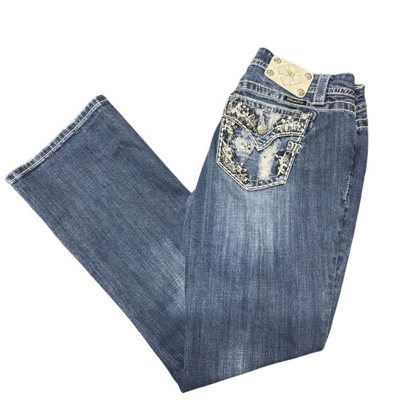 Miss Me Denim - Miss Me Mid‑Rise Bootcut Jeans Women’s 32x31 Medium Wash Embellished Pockets